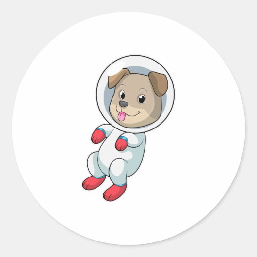 Dog in Space in Suit Ronde Sticker (Voorkant)