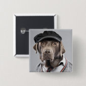 Dog in sweater en pet vierkante button 5,1 cm (Voorkant /achterkant)