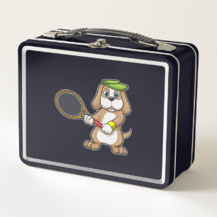 Dog in Tennis met Tennis racket & Pet