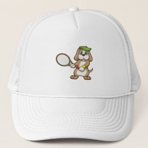Dog in Tennis met Tennis racket & Pet