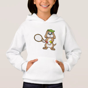 Dog in Tennis met Tennis racket & Pet