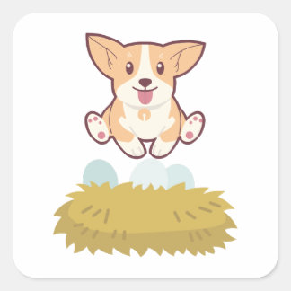 dog in the egg vierkante sticker