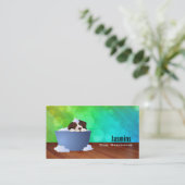 Dog in Visitekaartjes in bad (Staand voorkant)