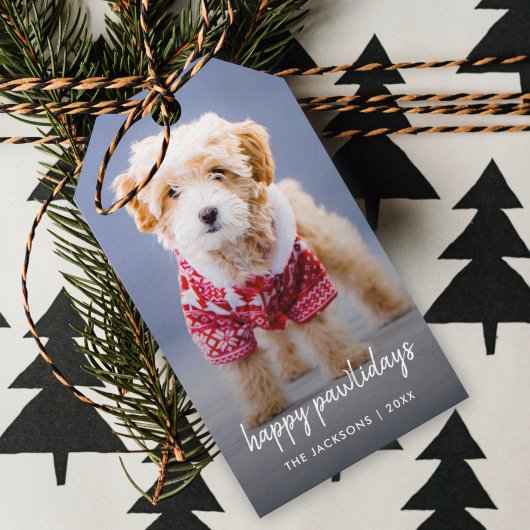 Dog Kerstmis | Moderne paardepap voor crème Cadeaulabel