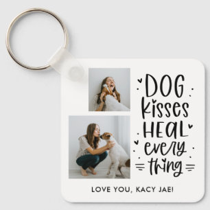Dog Kisses Editable Color Hondenliefhebber Sleutel Sleutelhanger