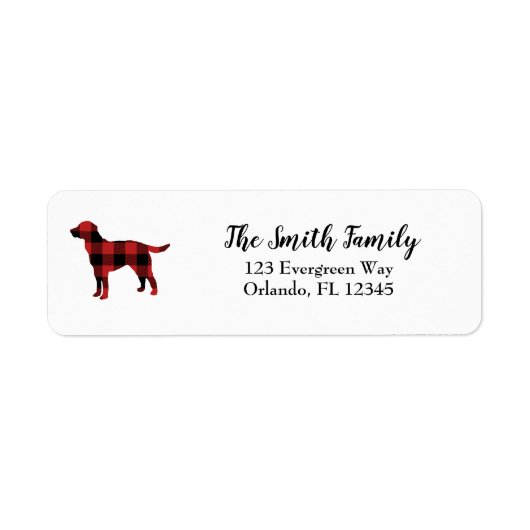 Dog Labrador Pup Plaid Pattern Etiket (Voorkant)