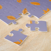 Dog & Lady Automne Feuilles Blue Jigsaw Puzzle (Côté)