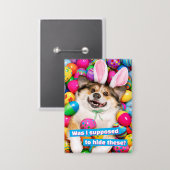 Dog Laying on Easter Eggs Button (Voorkant / Achterkant)