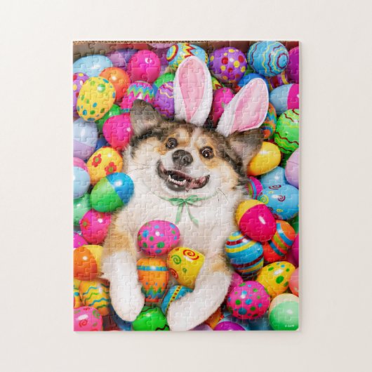 Dog Laying on Easter Eggs Legpuzzel (Verticaal)