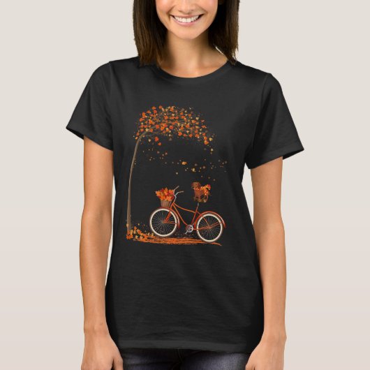 Dog Leaf Herfst Herfst Fietsen Fun Dachshund Lover T-shirt (Voorkant)