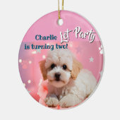 Dog Let's Party Birthday  Keramisch Ornament (Links)