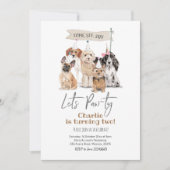 Dog Let's Pawty Birthday Invitation Kaart (Voorkant)