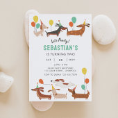 Dog Let's Pawty Birthday Invitation Kaart