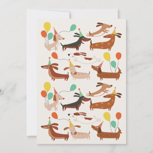 Dog Let's Pawty Birthday Invitation Kaart (Achterkant)