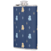 Dog Lhasa Apso patroon blauwe achtergrond Heupfles (Links)