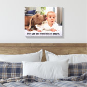 Dog Licking Baby's Ear Canvas Afdruk (Insitu (Slaapkamer))
