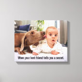 Dog Licking Baby's Ear Canvas Afdruk (Voorkant)