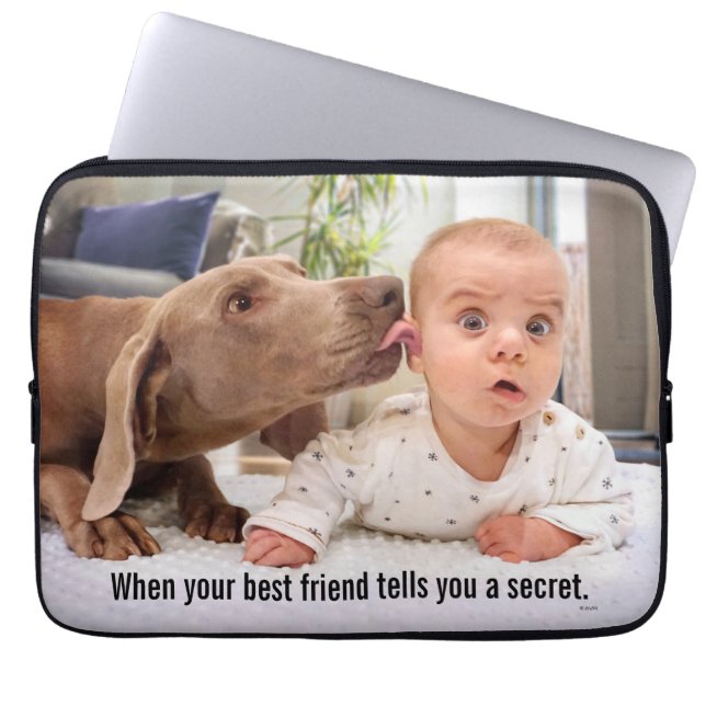 Dog Licking Baby's Ear Laptop Sleeve (Voorkant)