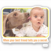 Dog Licking Baby's Ear Sticker (Voorkant)
