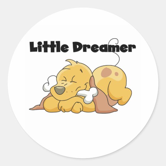Dog Little Dreamer Ronde Sticker (Voorkant)