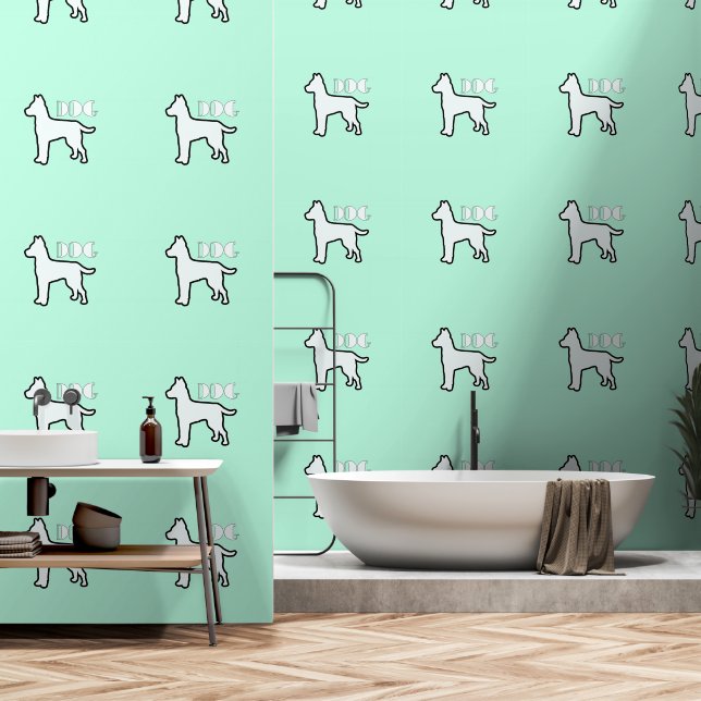 DOG Logo Aqua Green Behang (Badkamer)