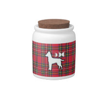 Dog Logo behandelt rode Plaid Jar