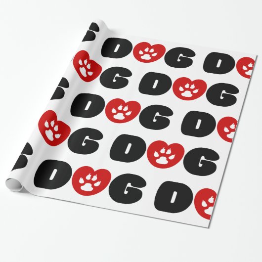 Dog Love Heart Cadeaupapier (Uitgerold)