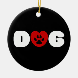 Dog Love Heart Keramisch Ornament
