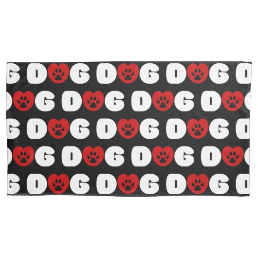 Dog Love Heart Kussensloop (Voorkant-Links)