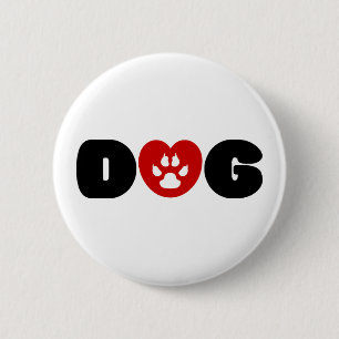 Dog Love Heart Ronde Button 5,7 Cm