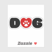 Dog Love Heart Sticker (Vel)