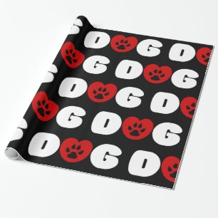 Dog Love Heart Wrapping Paper Cadeaupapier