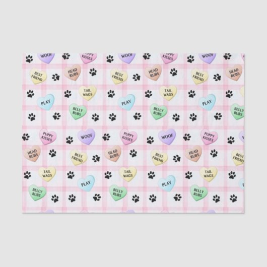 Dog Love Hearts Paw Prints Tissue Paps Tissuepapier (Voorkant)