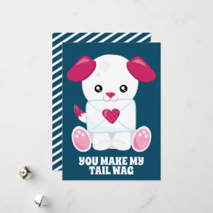 Dog Love Letter Blue Roze Custom Text Valentijns Feestdagenkaart