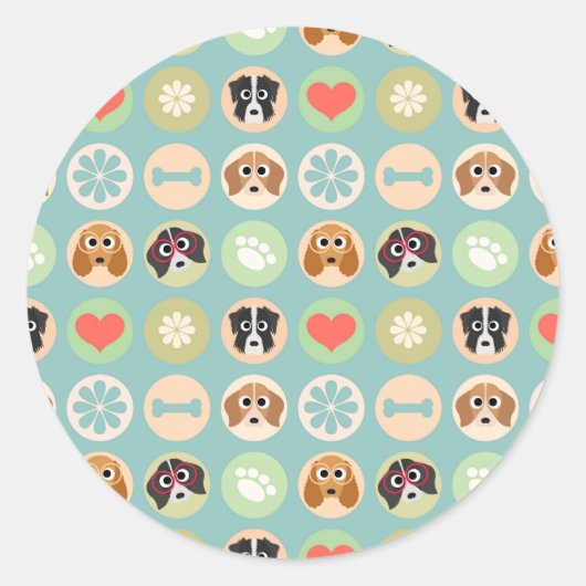 Dog Love Ronde Sticker (Voorkant)