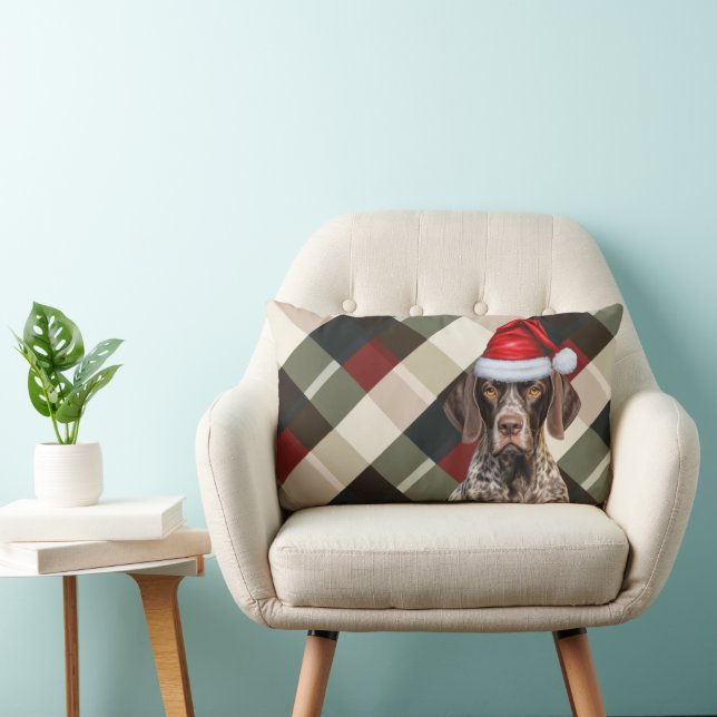 Dog Lover Christmas GSP Pointer Holiday Plaid Kussen (Stoel)