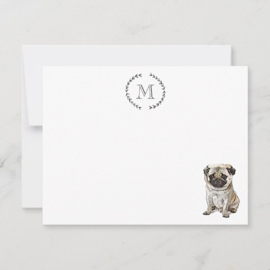 Dog Lover Pug Personalized Notitiekaartje (Voorkant)