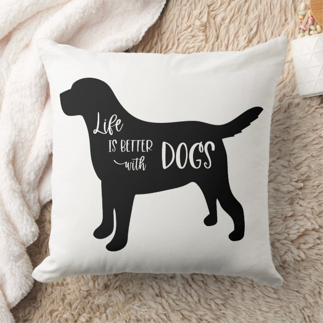 Dog Lover Quote Black and White Kussen (Deken)