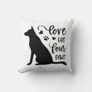 Dog Lover Quote Silhouette Black on White 16x16 Kussen