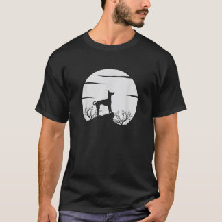 Dog Lover Silhouette with Scenic Moon and Nature S T-shirt