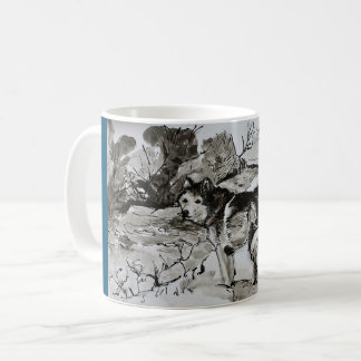Dog Lover Tea Coffee Mug Cup, Husky Malamute Blue