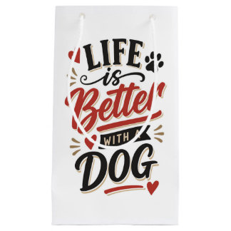 Dog Lover Wall Art - Life is Better with a Dog Red Klein Cadeauzakje
