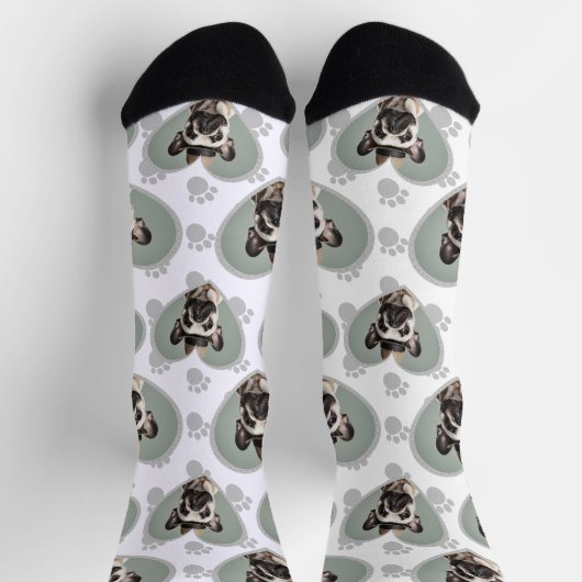 Dog Lovers Heart Frame One Photo Fun Pet Sokken (Top)