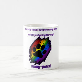 Dog lover's mug woman many paws rainbow pawprint koffiemok
