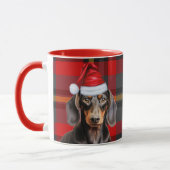 Dog Lover's Red Plaid Smooth Dachshund Holiday Mok (Links)