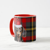 Dog Lover's Red Plaid Smooth Dachshund Holiday Mok (Voorkant links)