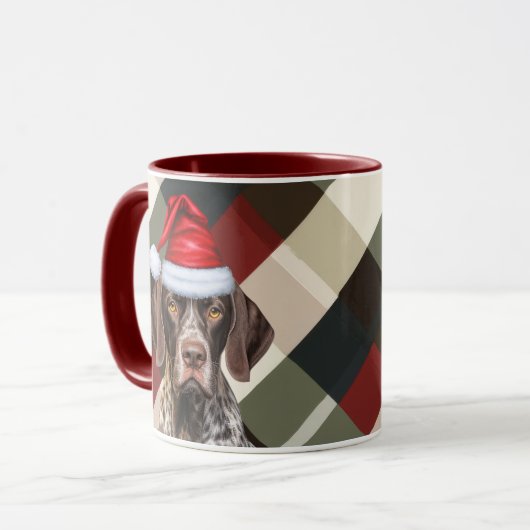 Dog Lover's Shorthair Pointer Holiday Plaid Mok (Voorkant links)