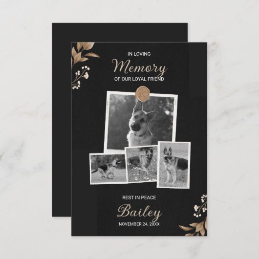 Dog Loving Memory begrafenis Bedankkaart (Voorkant / Achterkant)