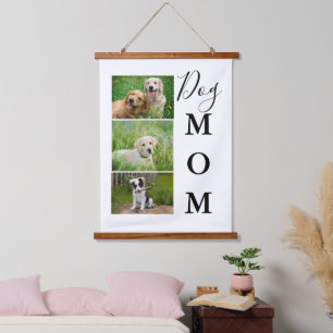 Dog mam 3 Foto Collage Wood met bovenzijde Wandtap Hangend Wandkleed