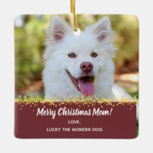Dog Mam Dog Pap Pet Kerstfeestdag Foto Keramisch Ornament